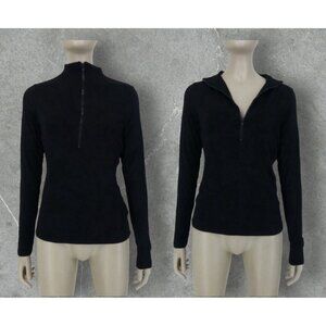 Naked Wardrobe Compression Long Sleeve Half Zip Neck Top Sz Small Womens Black